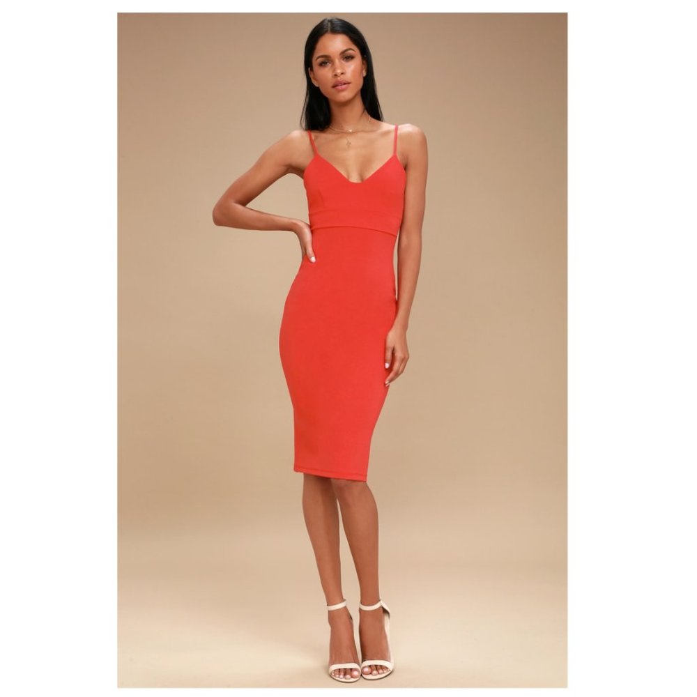 Red Lulu's Don't Tell Em Bodycon Rayon Spandex Midi Dress XL